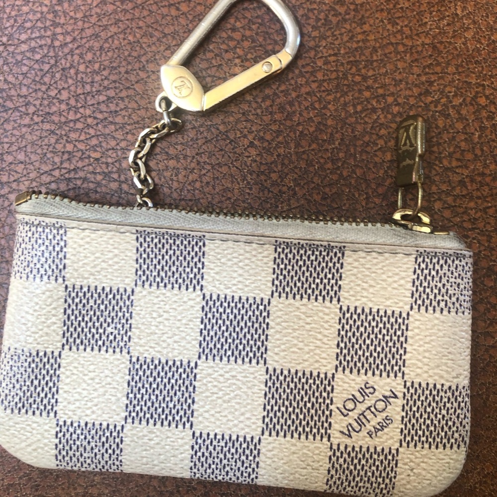 Authentic LV Damier Azur zipper key pouch.